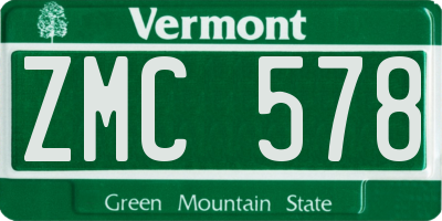 VT license plate ZMC578