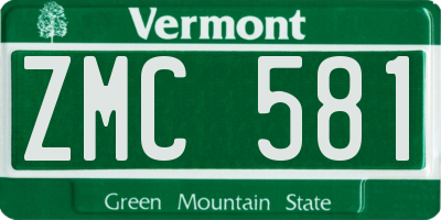 VT license plate ZMC581