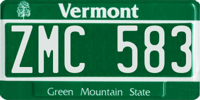 VT license plate ZMC583