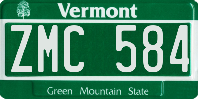 VT license plate ZMC584