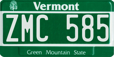 VT license plate ZMC585