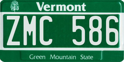 VT license plate ZMC586