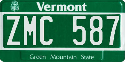 VT license plate ZMC587