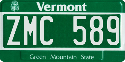 VT license plate ZMC589