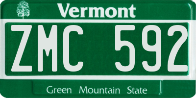 VT license plate ZMC592