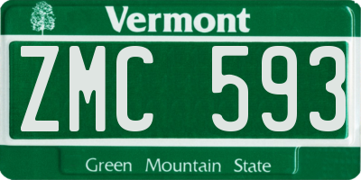 VT license plate ZMC593