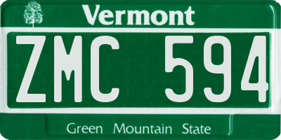 VT license plate ZMC594