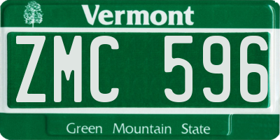VT license plate ZMC596