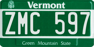 VT license plate ZMC597