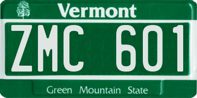 VT license plate ZMC601