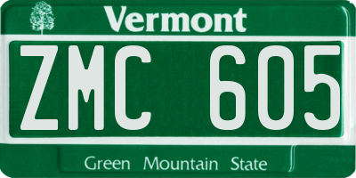 VT license plate ZMC605