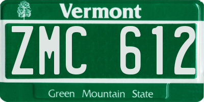 VT license plate ZMC612