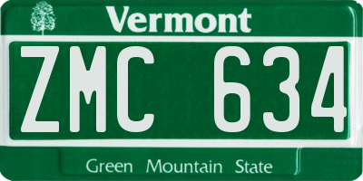 VT license plate ZMC634