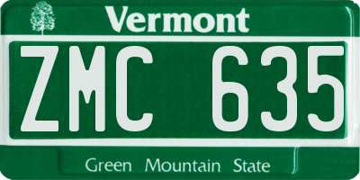 VT license plate ZMC635