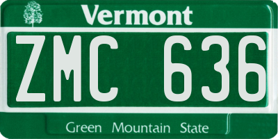 VT license plate ZMC636