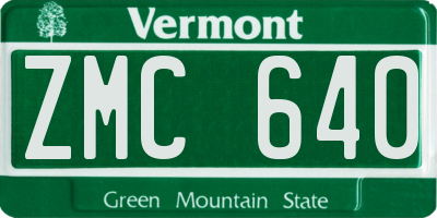 VT license plate ZMC640