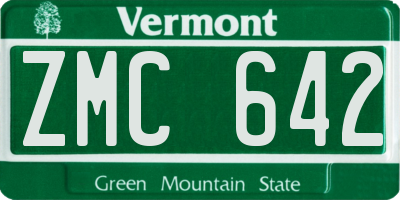 VT license plate ZMC642