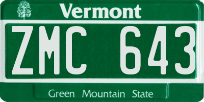 VT license plate ZMC643