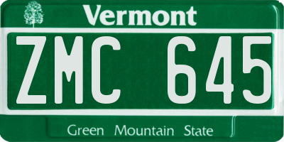 VT license plate ZMC645