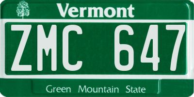 VT license plate ZMC647