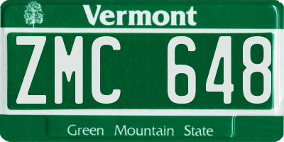 VT license plate ZMC648