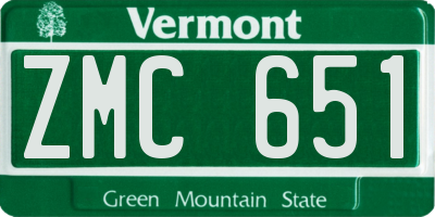 VT license plate ZMC651