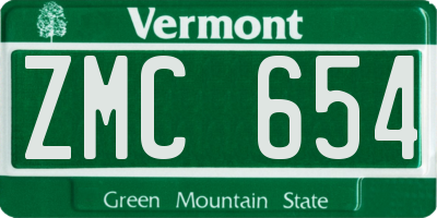 VT license plate ZMC654
