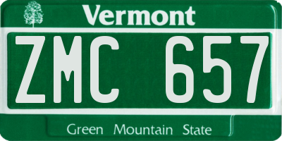 VT license plate ZMC657