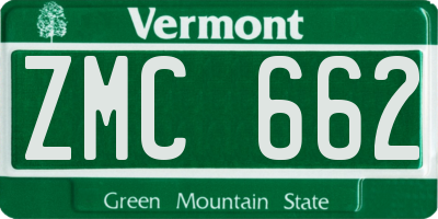 VT license plate ZMC662