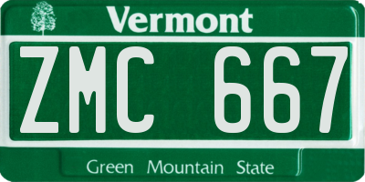 VT license plate ZMC667