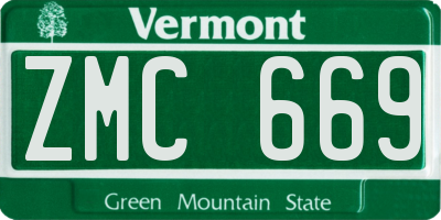 VT license plate ZMC669