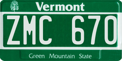 VT license plate ZMC670