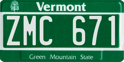 VT license plate ZMC671
