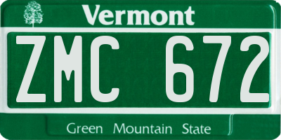 VT license plate ZMC672