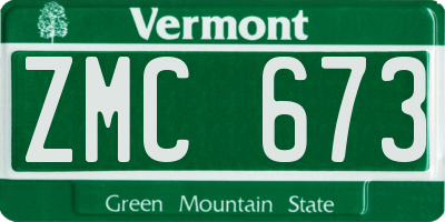 VT license plate ZMC673
