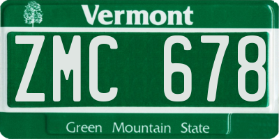 VT license plate ZMC678