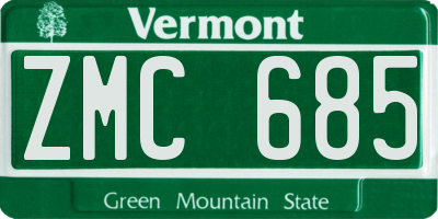 VT license plate ZMC685
