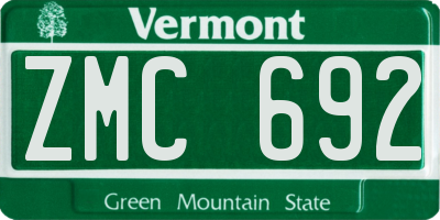VT license plate ZMC692