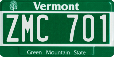 VT license plate ZMC701