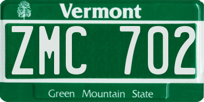 VT license plate ZMC702
