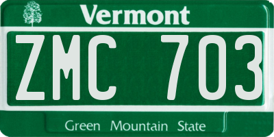 VT license plate ZMC703