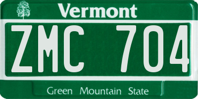 VT license plate ZMC704