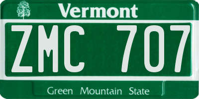VT license plate ZMC707