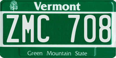 VT license plate ZMC708