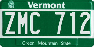 VT license plate ZMC712