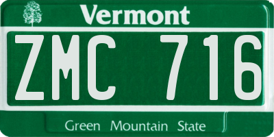 VT license plate ZMC716