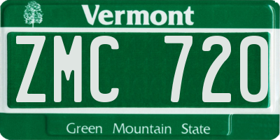 VT license plate ZMC720