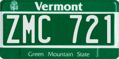 VT license plate ZMC721