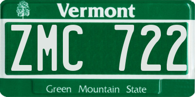 VT license plate ZMC722