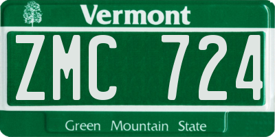 VT license plate ZMC724